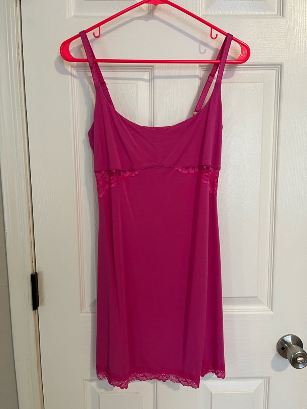 Victoria's Secret Hot Pink Lace-Trim Slip Chemise